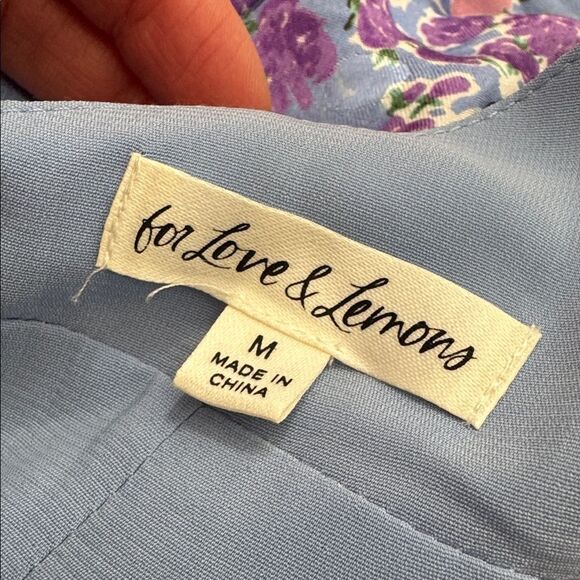 Love & Lemons Charlene Puff Sleeve Mini Dress in blue floral print - Picture 4 of 5